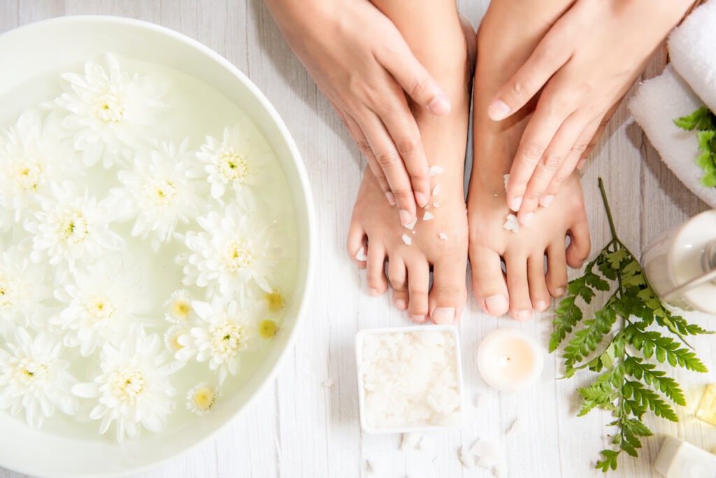 foot, pedicure, spa, manicure, care, body care, moisturizer, women, summer, hand, massaging, backgrounds, nature, water, essential oil, fingernail, healthcare and medicine